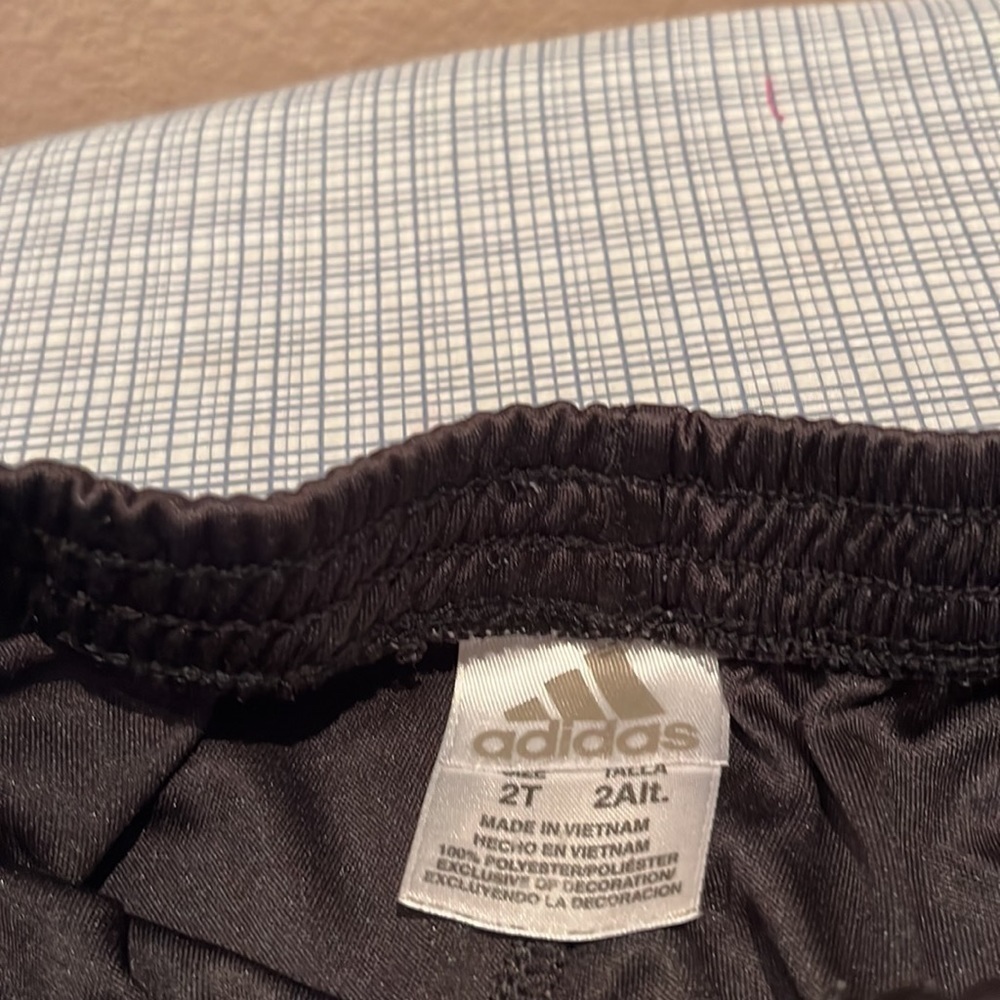 Adidas Boys Shorts Size 2T Black White Stripe Aqua Blue - Picture 5 of 8